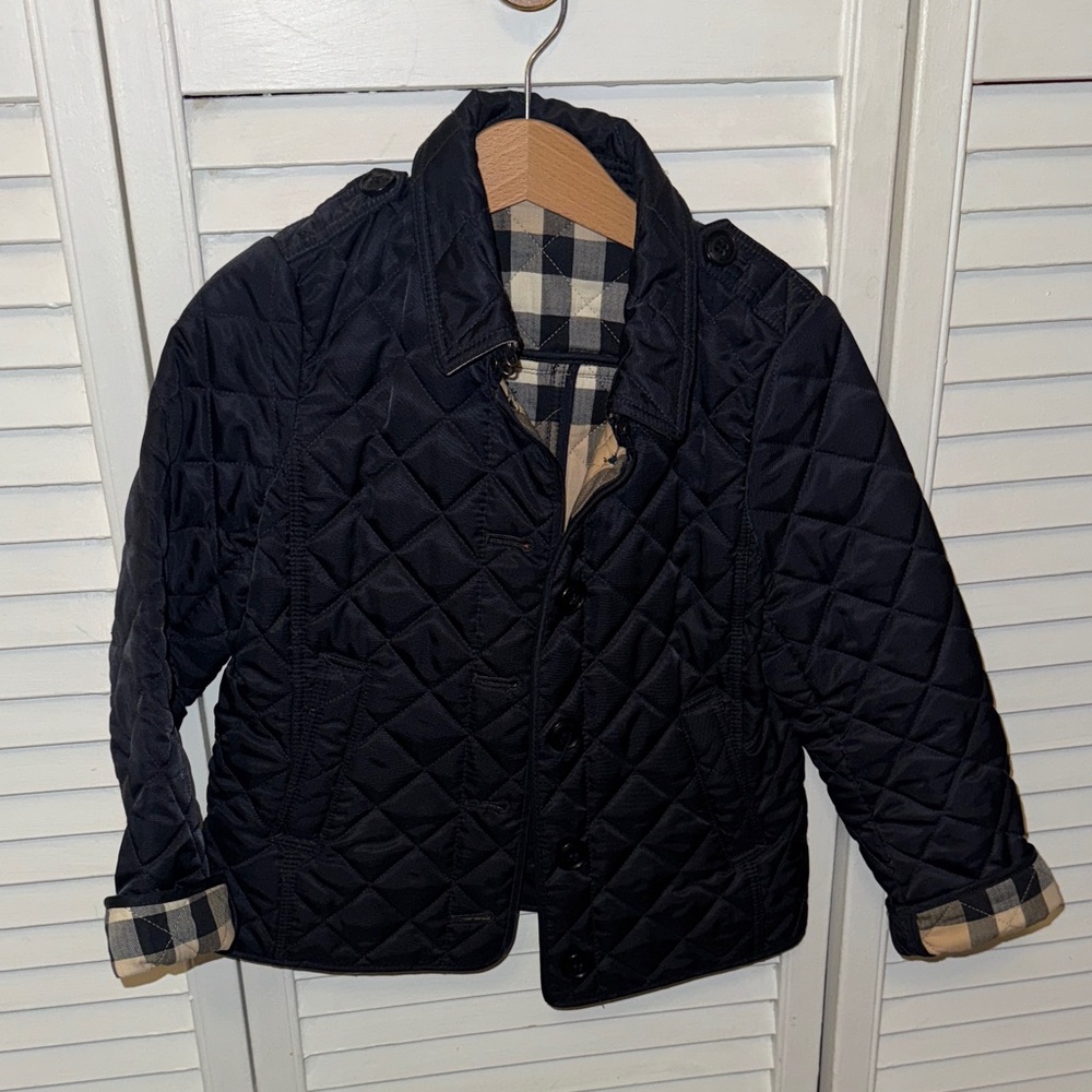 Burberry Beige and dark blue Striped Fabric